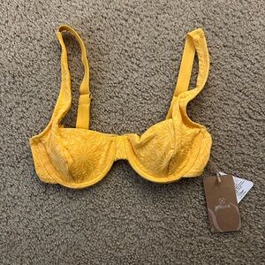 Yellow Floral Underwire Bra